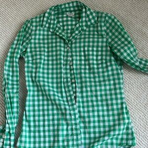 JCrew green and white shirt